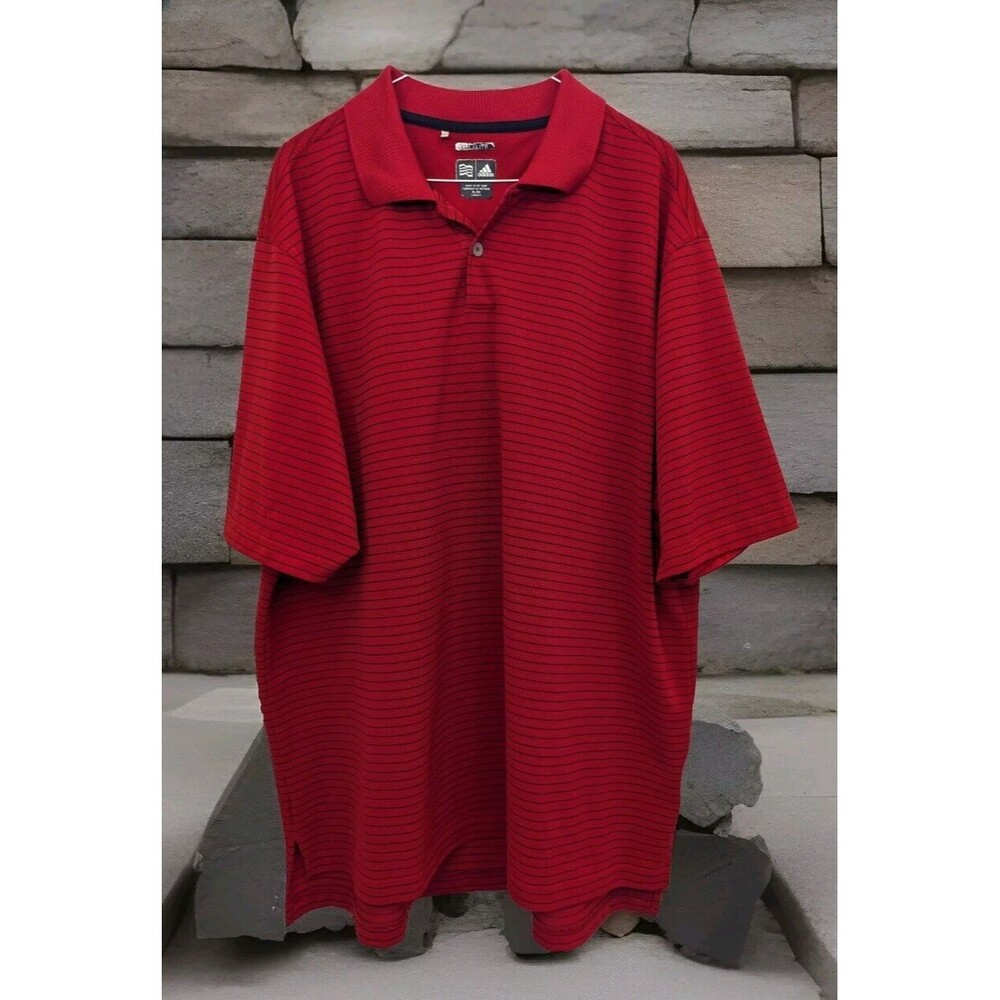 Adidas Climalite Red Striped Golf Polo Shirt Mens Size XL